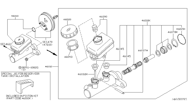 2001 Infiniti I30 Piston Kit-Tandem Brake Master Cylinder Diagram for 46011-AL726