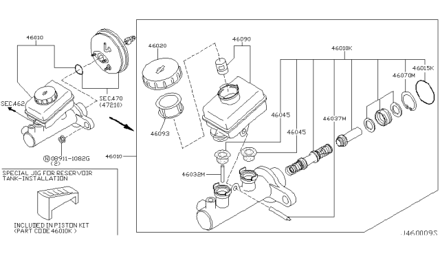 2001 Infiniti I30 Cylinder Assy-Brake Master Diagram for 46010-5Y826