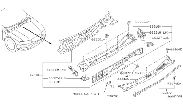 2002 Infiniti I35 Cowl Top & Fitting Diagram 1