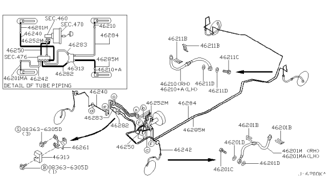 2002 Infiniti I35 Bracket-Brake Tube Diagram for 46261-2Y000