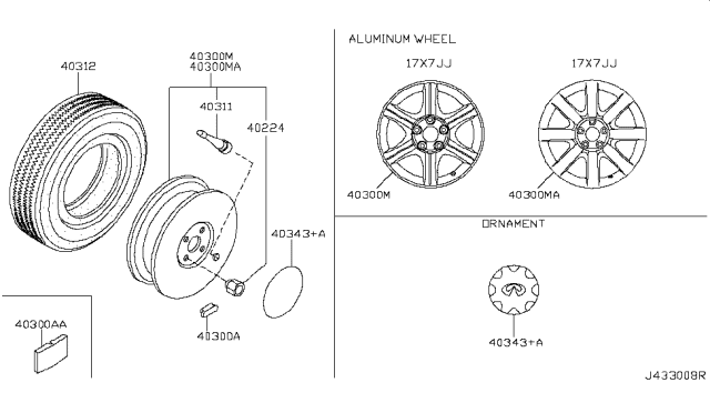 2004 Infiniti I35 Aluminum Wheel Diagram for 40300-5Y828