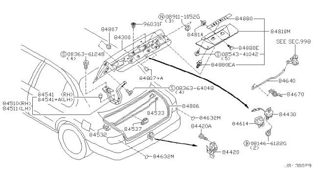 2001 Infiniti I30 Rod-Trunk Lid Lock Diagram for 84662-2Y000