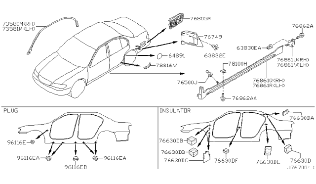 2001 Infiniti I30 Body Side Fitting Diagram 1