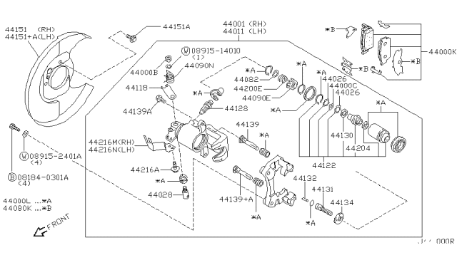 2001 Infiniti I30 Pin-Slide Diagram for 44139-2Y000