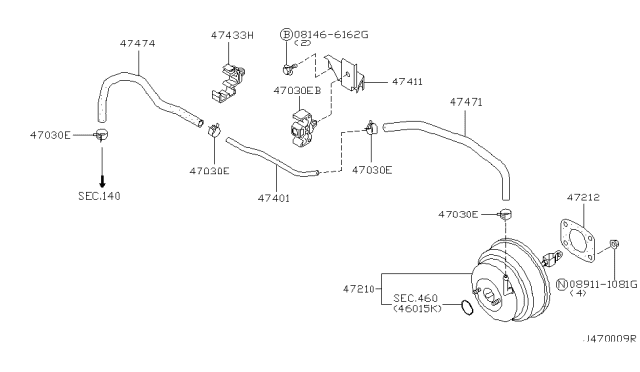 2003 Infiniti I35 Tube-Booster To Tank Diagram for 47401-2Y900