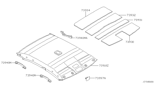 2000 Infiniti I30 Cover-Roof,Front Diagram for 73997-2Y002