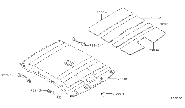 2000 Infiniti I30 Cover-Roof,Front Diagram for 73997-2Y000