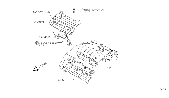 2001 Infiniti I30 Bracket Ornament Diagram for 14049-3Y100