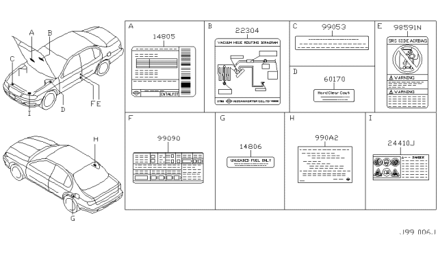 2004 Infiniti I35 Sticker-Emission Control Diagram for 14805-8W000