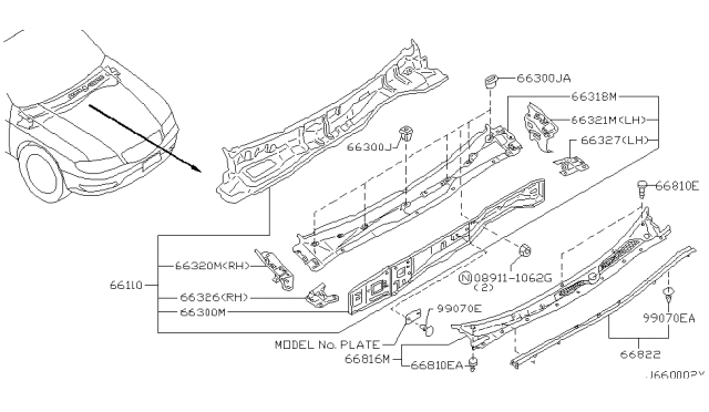 2002 Infiniti I35 Clip Diagram for 66820-KD200