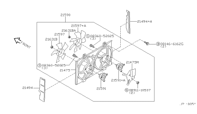 2001 Infiniti I30 Radiator,Shroud & Inverter Cooling Diagram 4