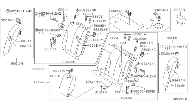 2001 Infiniti I30 Rear Seat Diagram 1