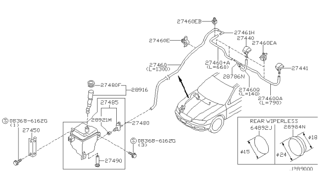 2001 Infiniti I30 Inlet-Washer Tank Diagram for 28915-43U00