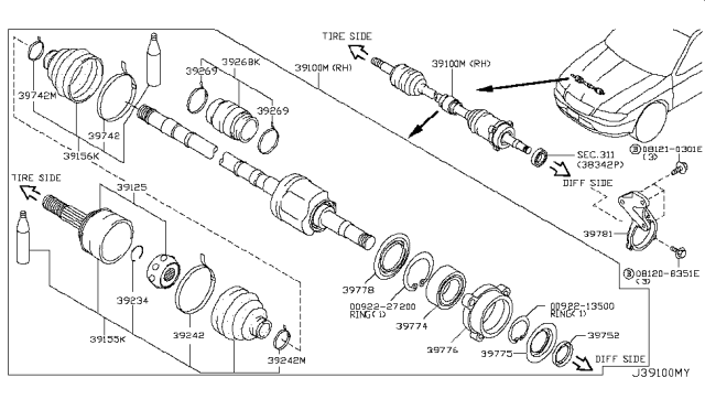 2003 Infiniti I35 Front Drive Shaft (FF) Diagram 4