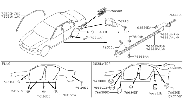 2000 Infiniti I30 Body Side Fitting Diagram 2