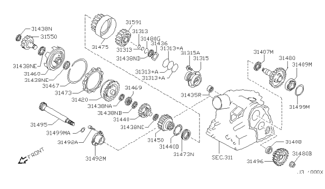 2000 Infiniti I30 Bearing Ball Diagram for 31409-80X01