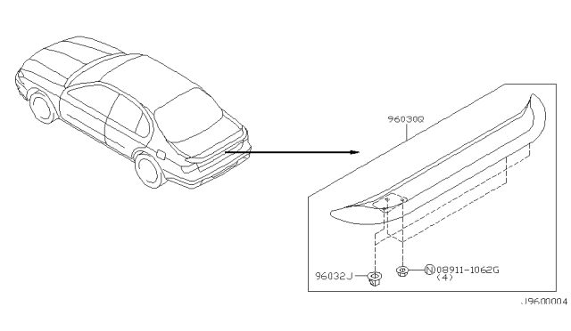 2003 Infiniti I35 Air Spoiler Assy-Rear Diagram for 96030-3Y125