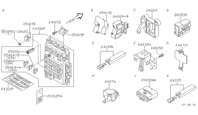 2002 Infiniti I35 Bracket-Junction Diagram for 24356-2Y901