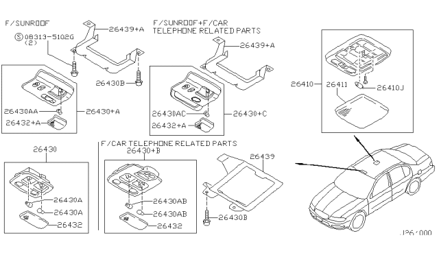 2002 Infiniti I35 Lamp Assembly-Room Diagram for 26410-2Y002