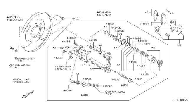 2004 Infiniti I35 Rear Disc Brake Pad Kit Diagram for 44060-6Y390