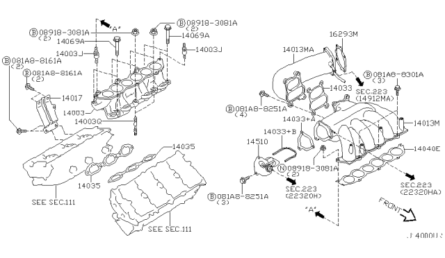 2003 Infiniti I35 Manifold-Intake Diagram for 14003-8J105