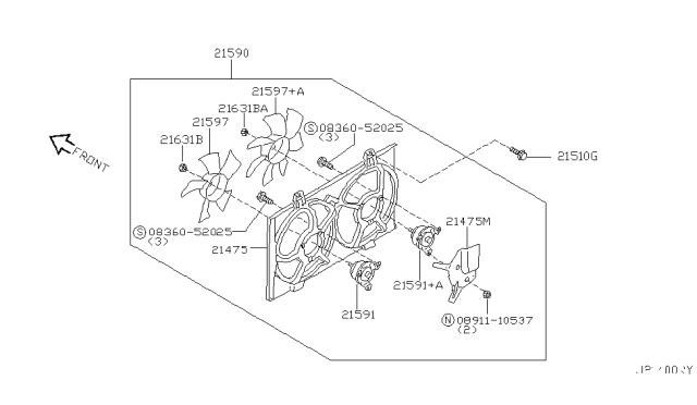 2002 Infiniti I35 Motor & Fan Assy-With Shroud Diagram for 21481-5Y720