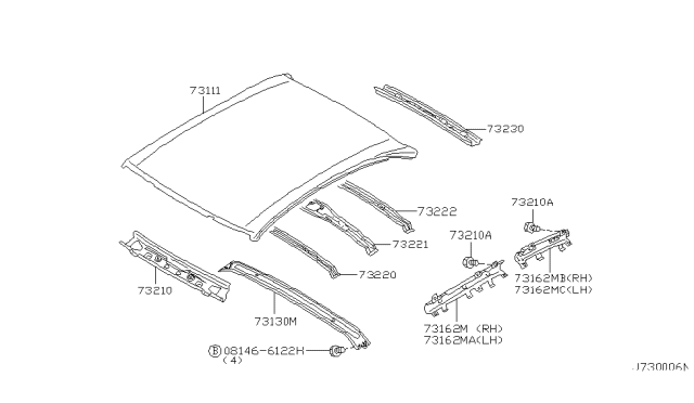 2001 Infiniti I30 Roof Panel & Fitting Diagram 2