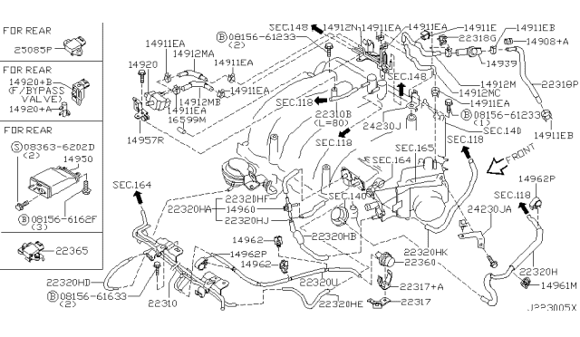 2000 Infiniti I30 Clamp-Hose,B Diagram for 92520-1P100