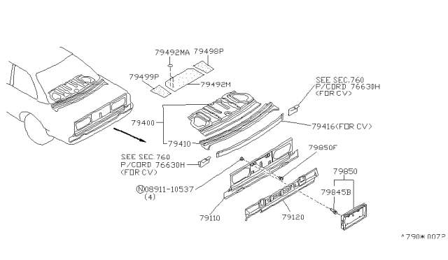 1990 Infiniti M30 Rear,Back Panel & Fitting Diagram