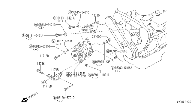 1991 Infiniti M30 Bolt Diagram for 08131-0421A