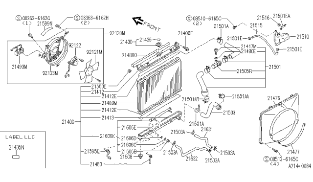 1990 Infiniti M30 Radiator Cap Assembly Diagram for 21430-01F01