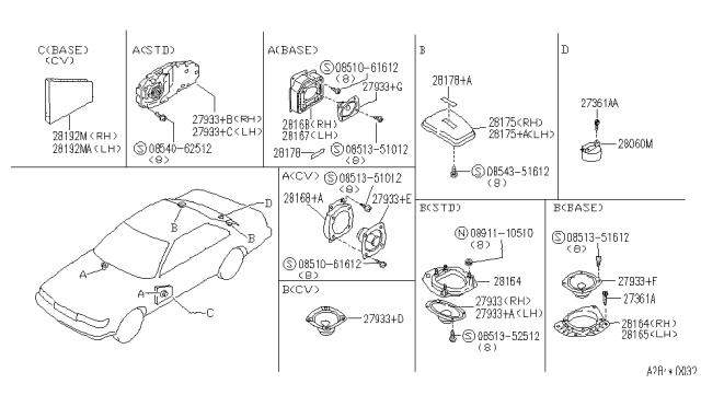 1991 Infiniti M30 Bracket-Speaker Diagram for 28166-F6600