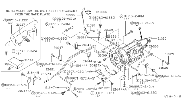 1990 Infiniti M30 Pipe Assy-Oil Charging Diagram for 31080-62L00