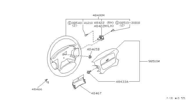 1991 Infiniti M30 Lid-Steering,L Diagram for 48466-F6622