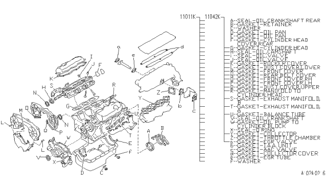 1992 Infiniti M30 Engine Gasket Kit Diagram
