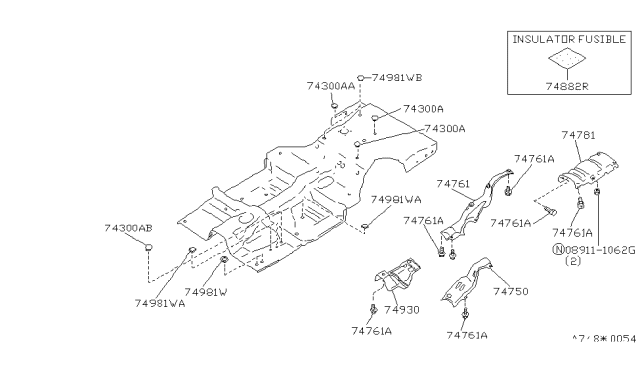 1991 Infiniti M30 Plug-Front Floor Diagram for 67816-68200