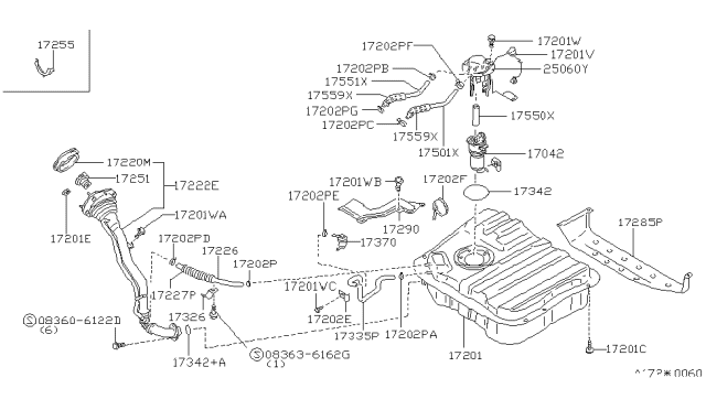 1992 Infiniti M30 Hose Fuel Diagram for 17550-41L00