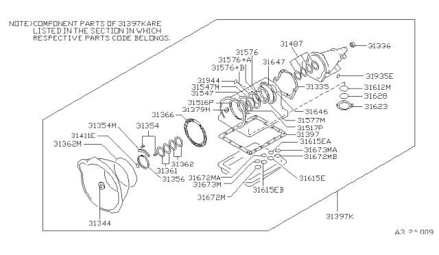 1992 Infiniti M30 Gasket & Seal Kit-Auto Transmission Diagram for 31397-41X86