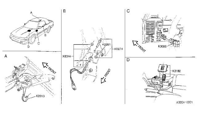 1991 Infiniti M30 Washer Diagram for K2251-6X001