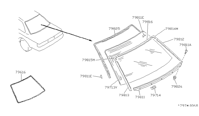 1992 Infiniti M30 Moulding-Rear Window,Upper Diagram for 79752-F6100