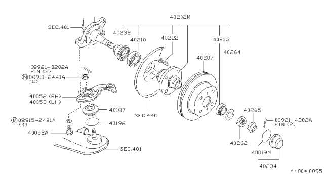 1990 Infiniti M30 Bolt-Hub Diagram for 43222-35F00
