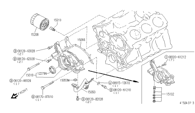1991 Infiniti M30 Gasket Oil Pump To Cylinder Block Diagram for 15066-89E00