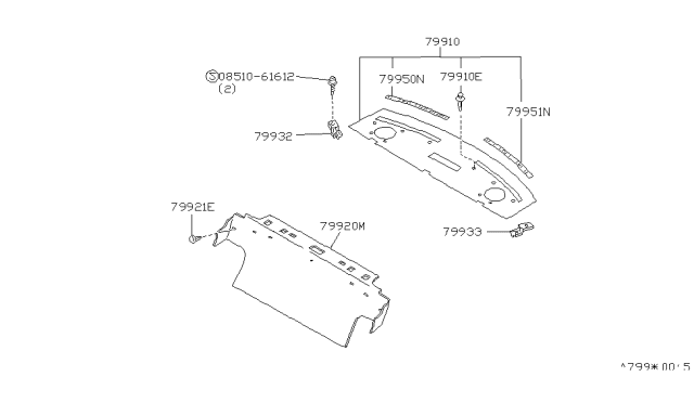 1991 Infiniti M30 Finisher-Rear Parcel Shelf Diagram for 79910-F6602