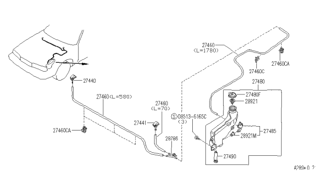 1992 Infiniti M30 Windshield Washer Nozzle Assembly, Left Diagram for 28931-F6601