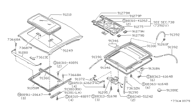 1992 Infiniti M30 Sun Roof Parts Diagram