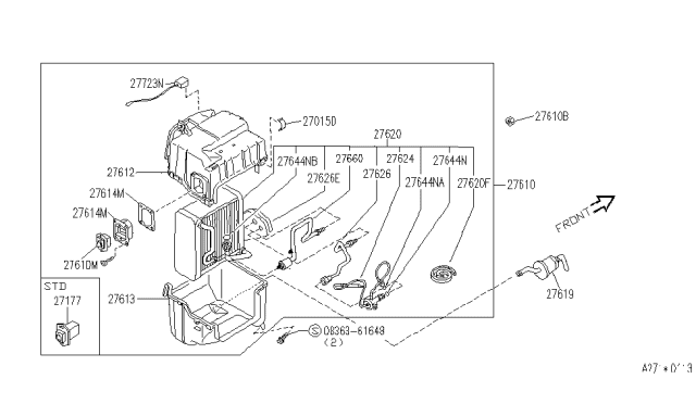 1991 Infiniti M30 Case-Lower,Cooling Unit Diagram for 27286-F6600