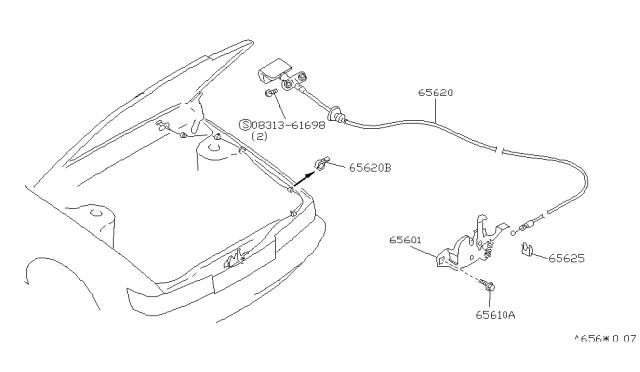 1992 Infiniti M30 Hood Lock Male Assembly Diagram for 65601-F6600