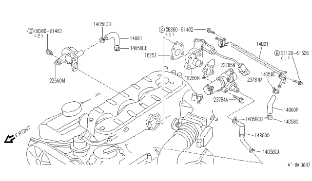 1990 Infiniti M30 Gasket Idle Adjust Diagram for 16253-D5710