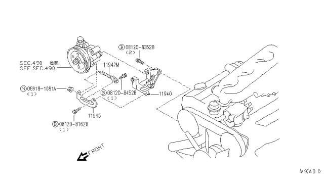 1991 Infiniti M30 Power Steering Pump Mounting Diagram