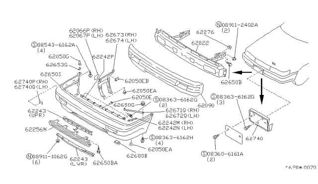 1990 Infiniti M30 Front Bumper Diagram